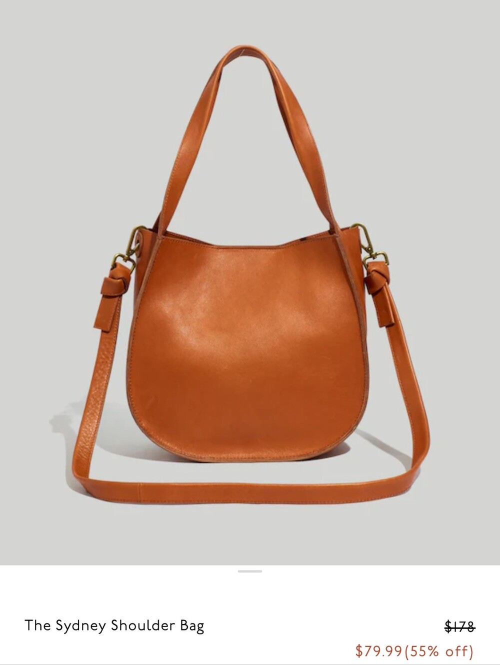 Madewell The Sydney Shoulder Bag in Burnished Caramel
